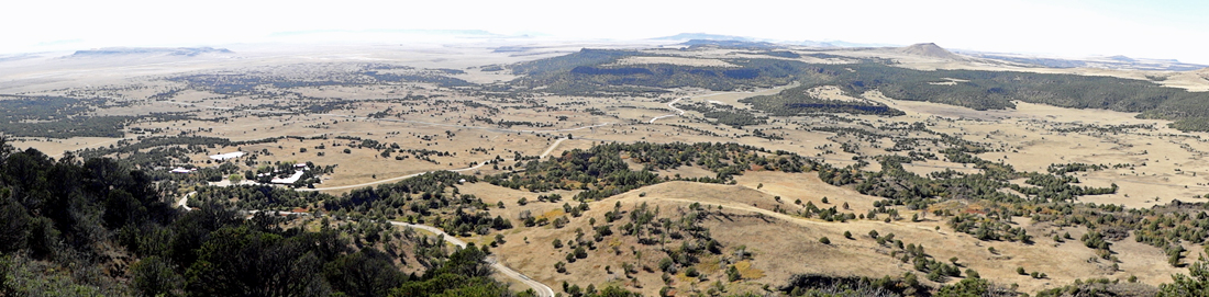 panorama looking down into the Capulin Volcano